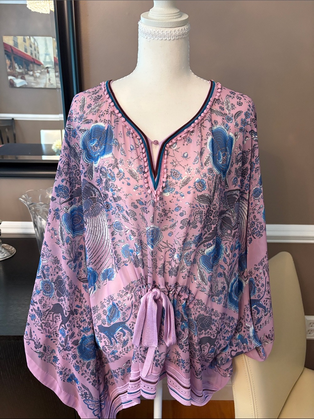Colleen Lopez Pink Tunic with Blue Floral Print